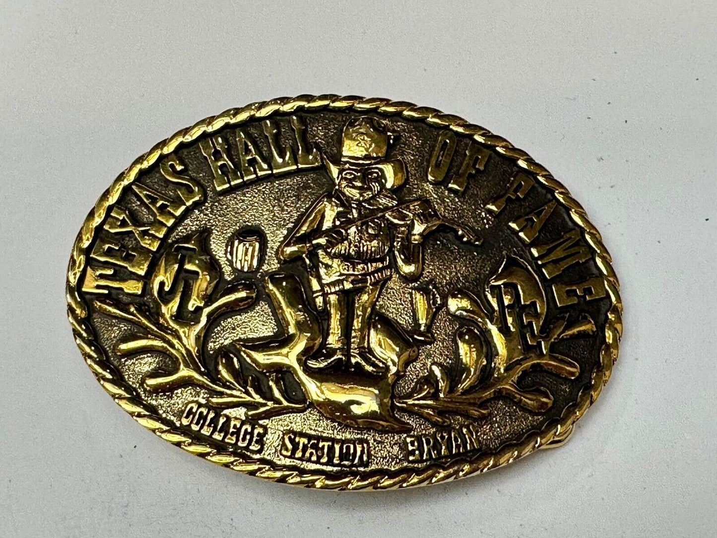 Texas Hall of Fame Bryan–College Station Cities Fiddle Music Vintage Belt Buckle