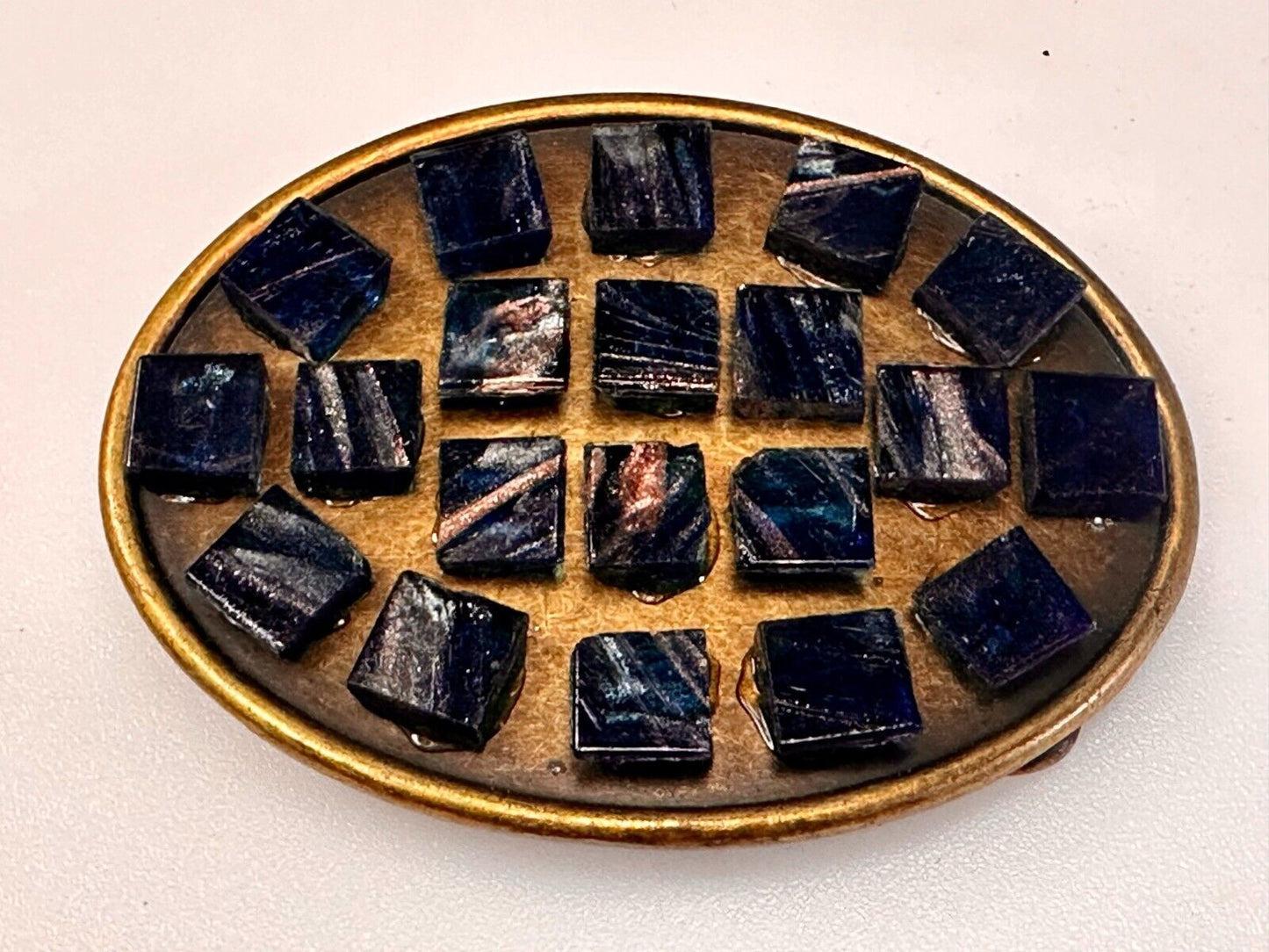 Artisan Stone Cubes - Native American Indian Style? Unique Oval Belt Buckle