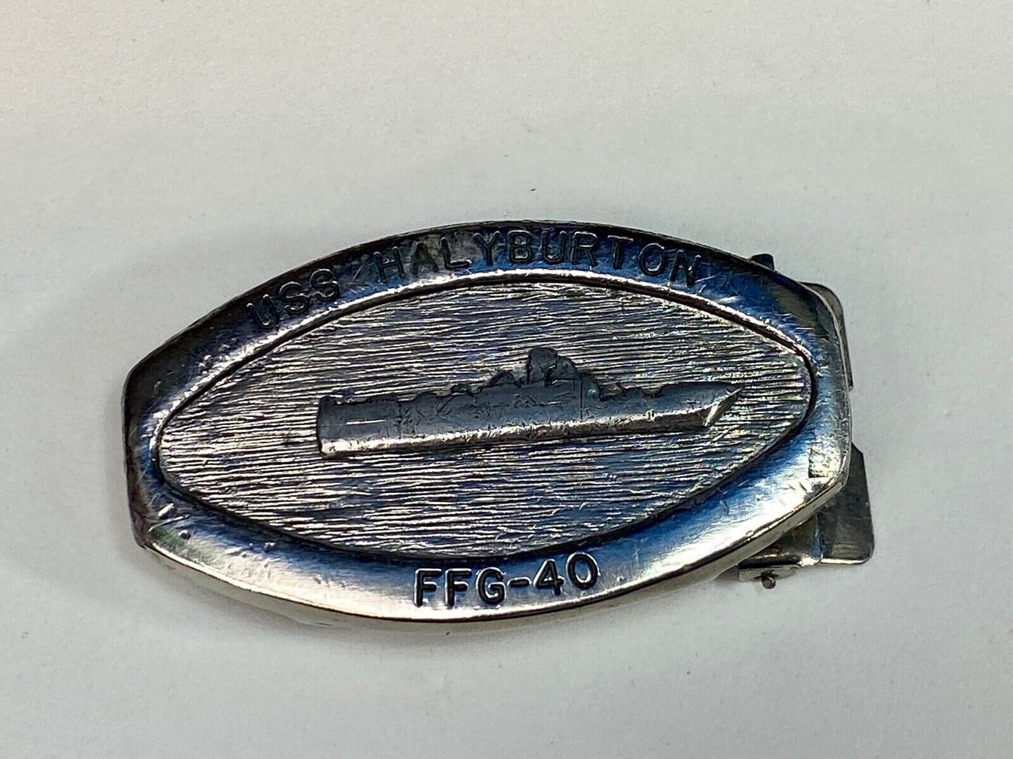 U.S. Navy Uss Halyburton Ffg-40 Oliver Hazard Perry-Class Frigate Belt Buckle