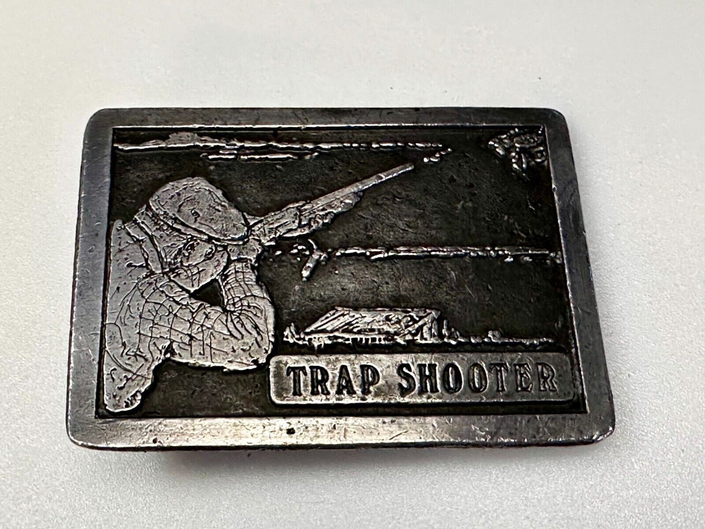 Trap Shooter Shooting Positions Gun Rifle Sports Vintage 1976 Belt Buckle by NS