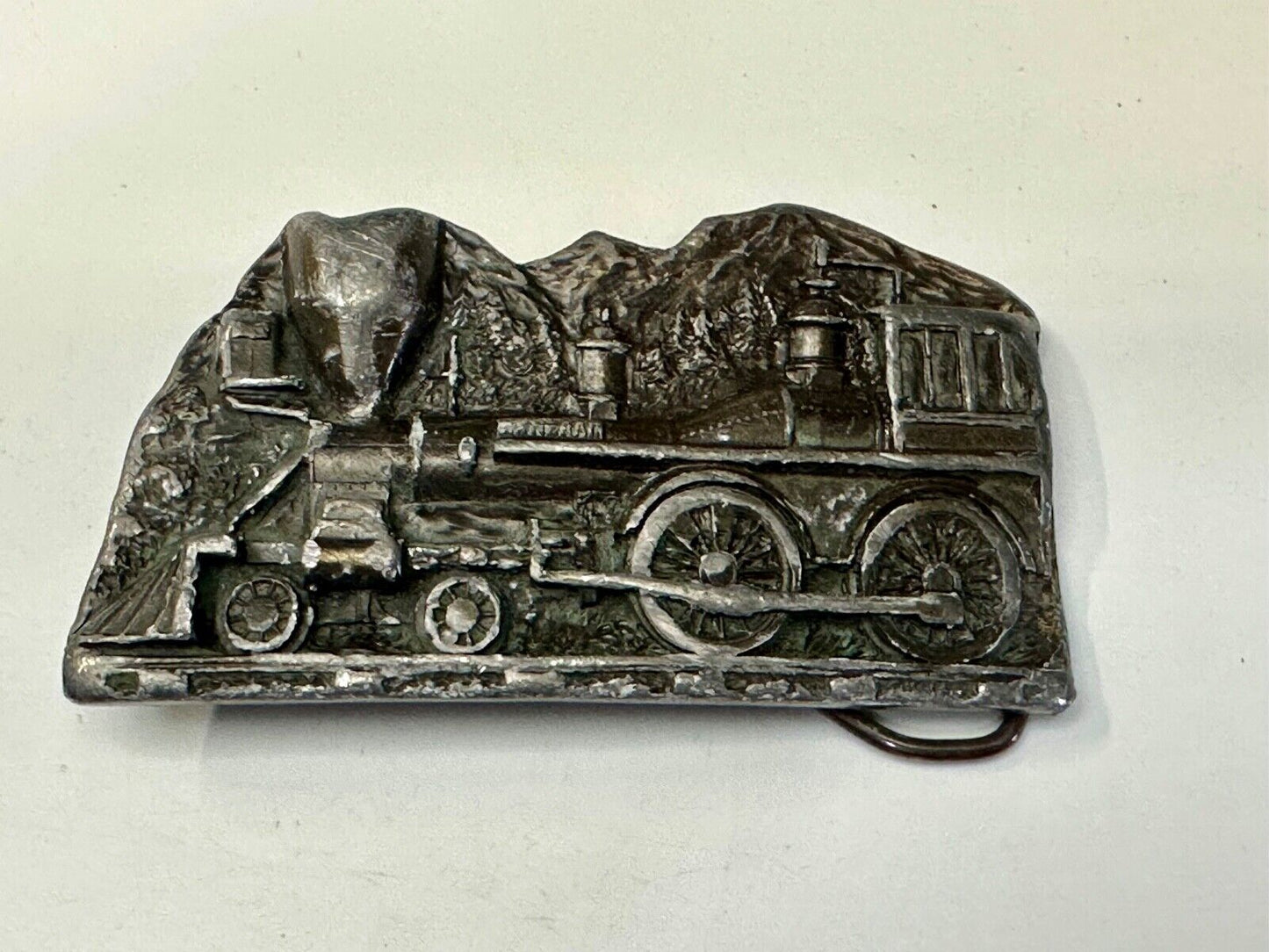 Train Steam Locomotive Vintage 1977 Cutout RR Cast Hawks Sky Patrol Belt Buckle
