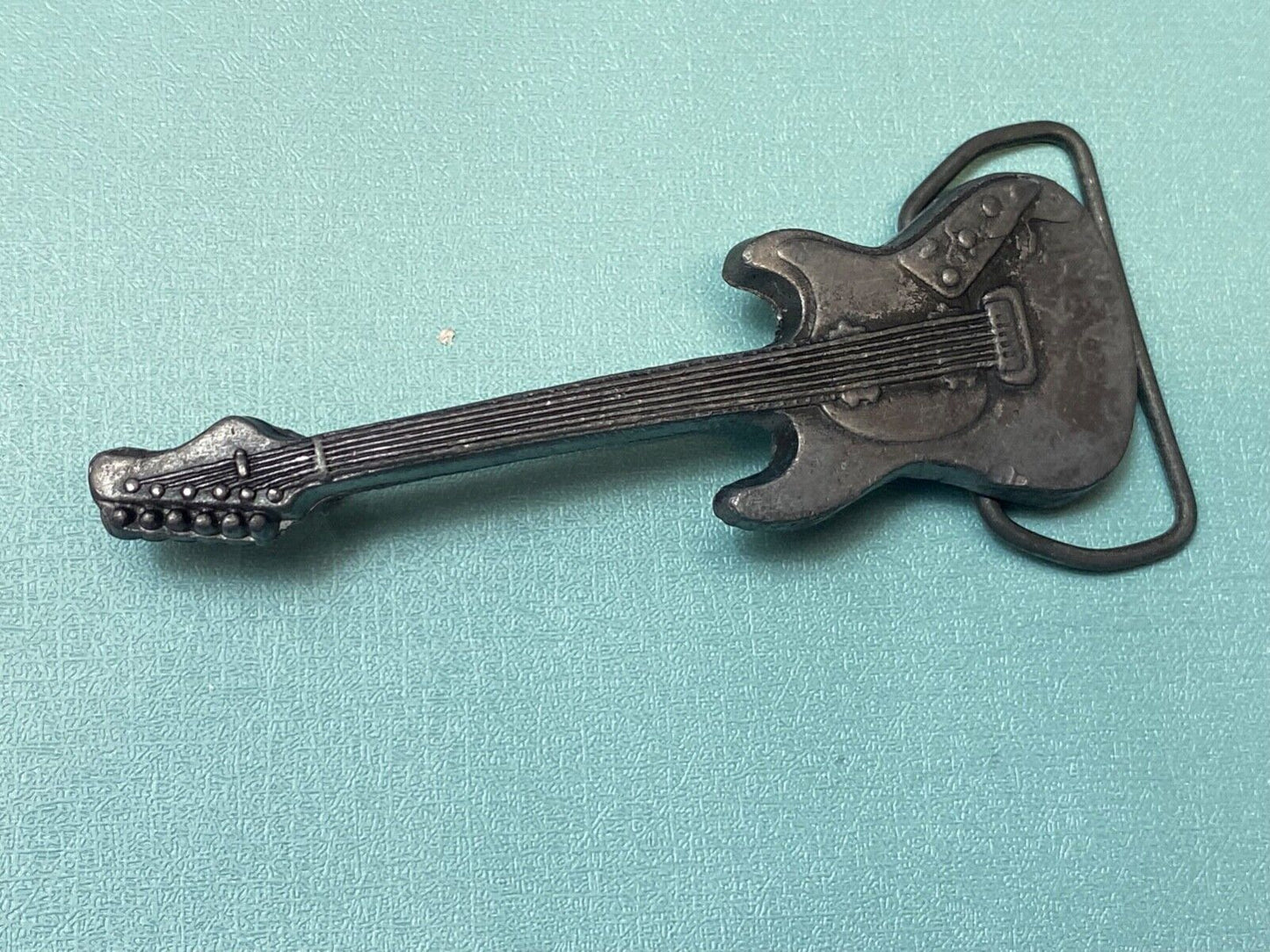 Vintage Electric Guitar - 6 String Rock Band Music Belt Buckle by Baron