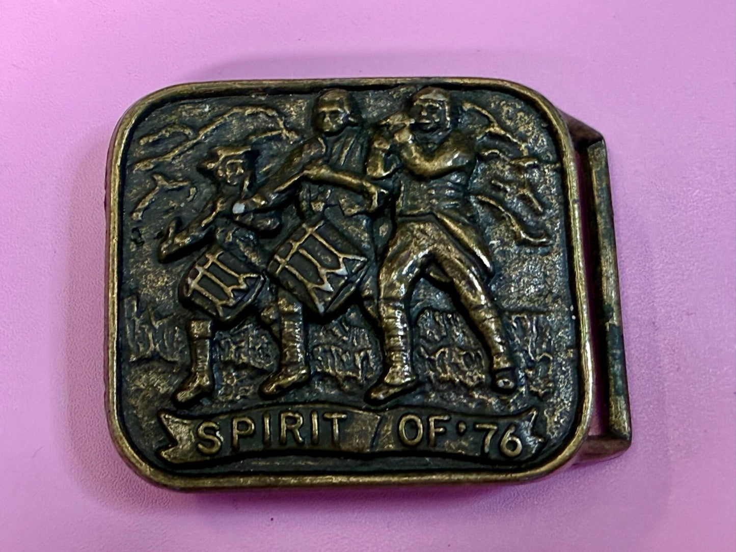 The Spirit of 76 American Bicentennial Patriotic Marching Band Belt Buckle