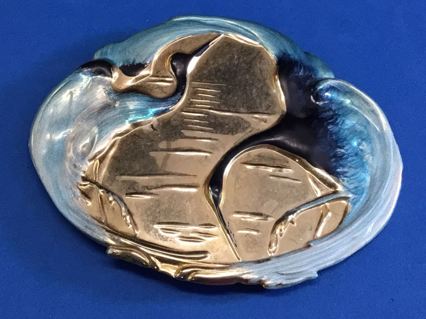 Vintage Charmant Belt Buckle, Turquoise Enamel Belt Buckle, Vintage Belt Buckle,