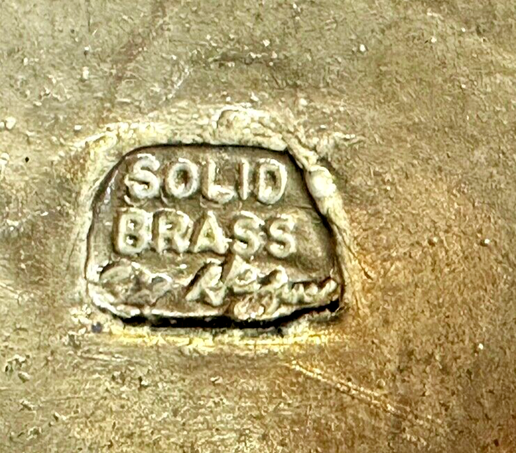 Artist Signed Fleur De Lis Compass Sun Dial Hippie Boho Solid Brass Belt Buckle