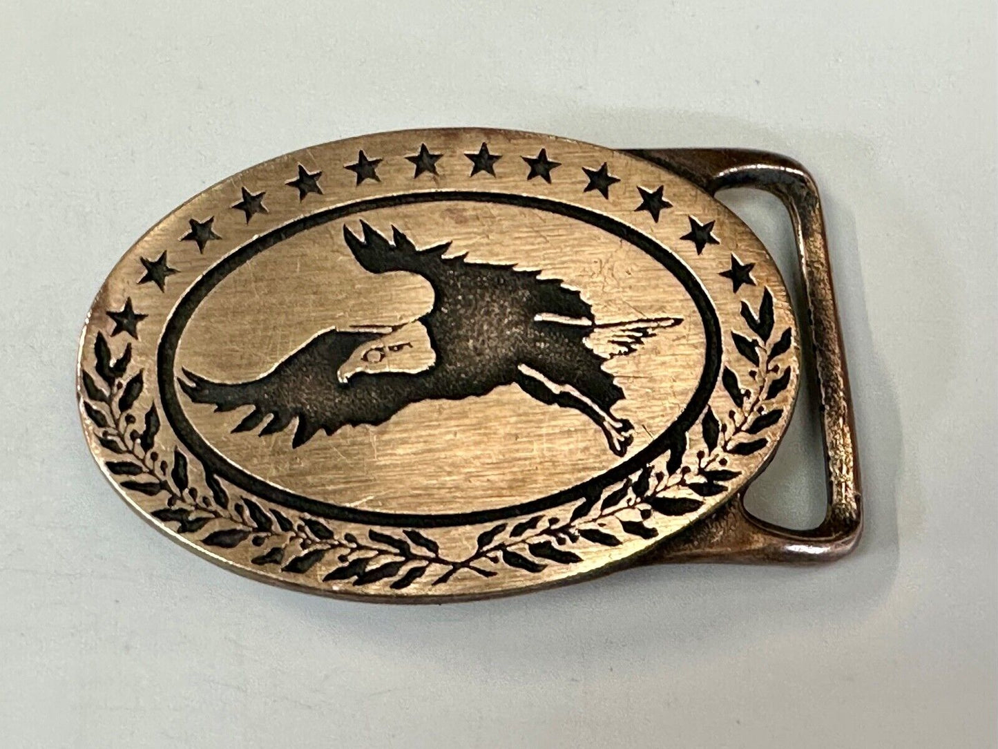 BALD EAGLE - vintage Tech Ether Guild Hippy style solid brass belt buckle