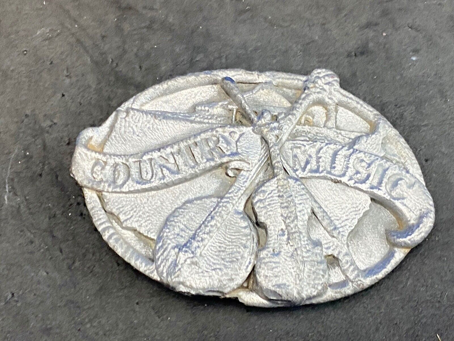 Vintage E-29 Siskiyou 1984 Country Music Belt Buckle Banjo & Fiddle Pewter