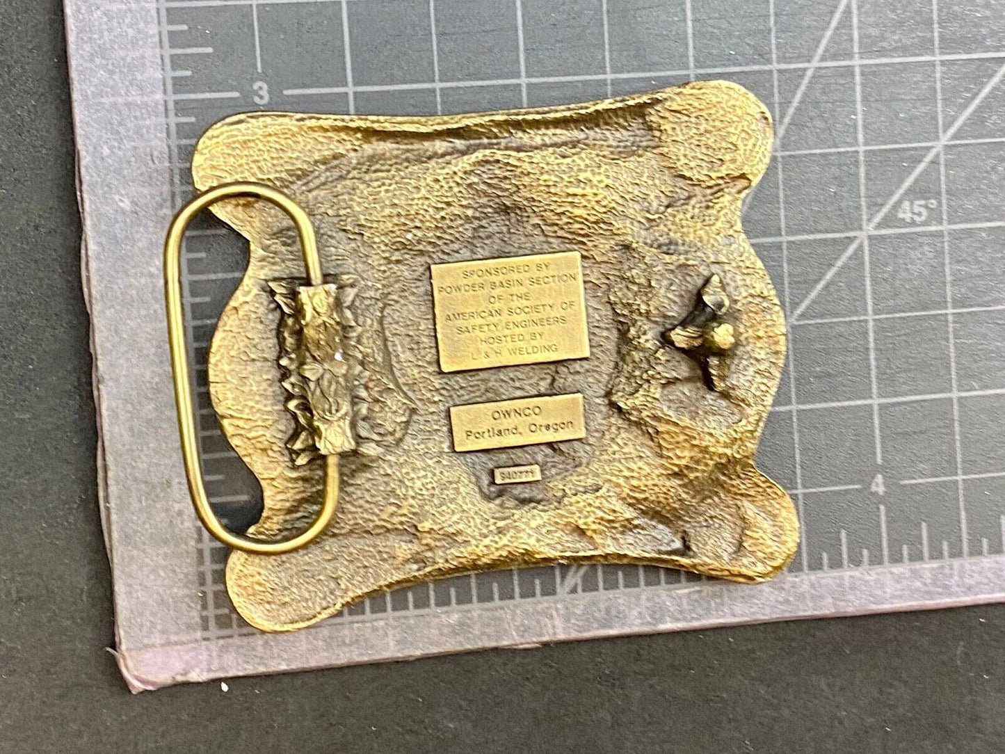 Vintage 1994 - International Surface Mine rescue competition belt buckle OWNCO