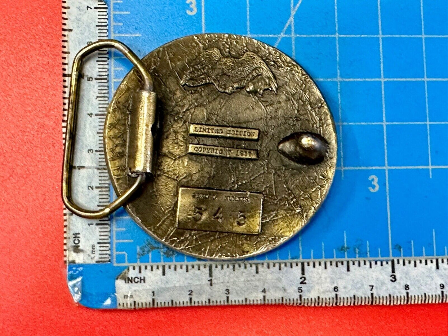 Vintage 1977 Fire Department FD Hook & Ladder Emblem belt buckle