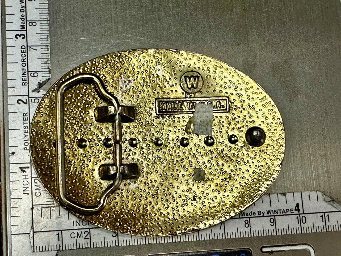 Vintage EAGLE flying High western etched flower swirl design belt buckle - W