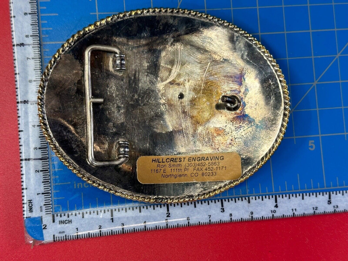 TEXAS Inlaid Coral Chip JR Open Weanling Filly 1997 Futurity Trophy belt buckle