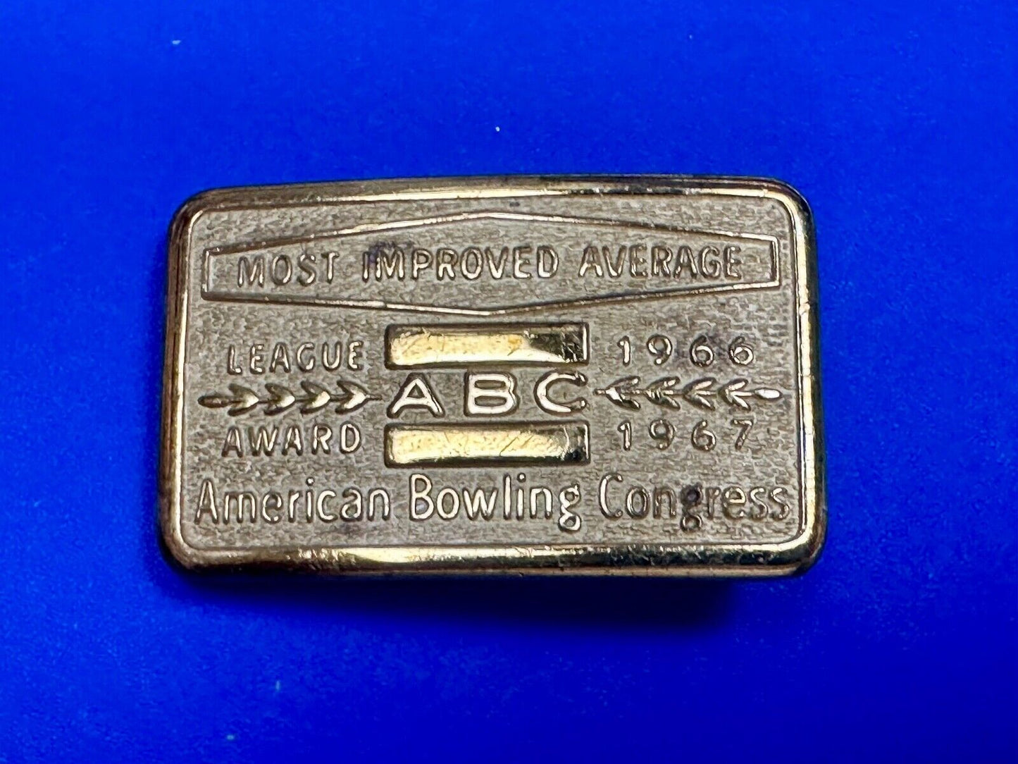 1966 - 67 MOST IMPROVED BOWLING AVERAGE - BLANK - BELT BUCKLE ABC LEAGUE AWARD