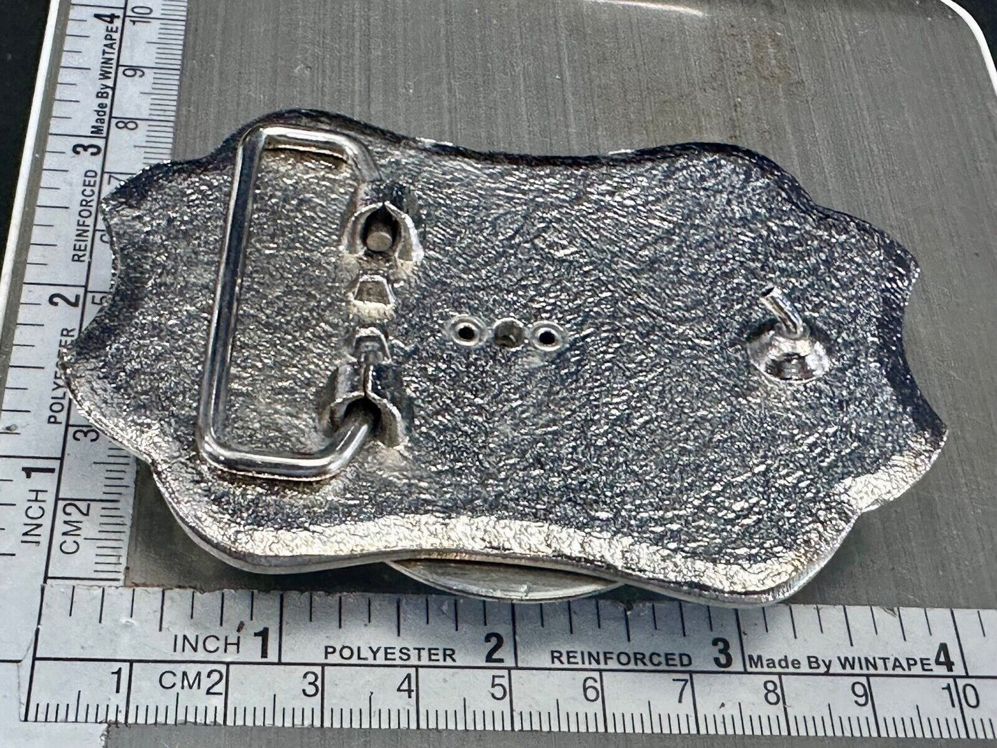 Beautiful Black Detailed cabochon cab stone centerpiece on horseshoe belt buckle