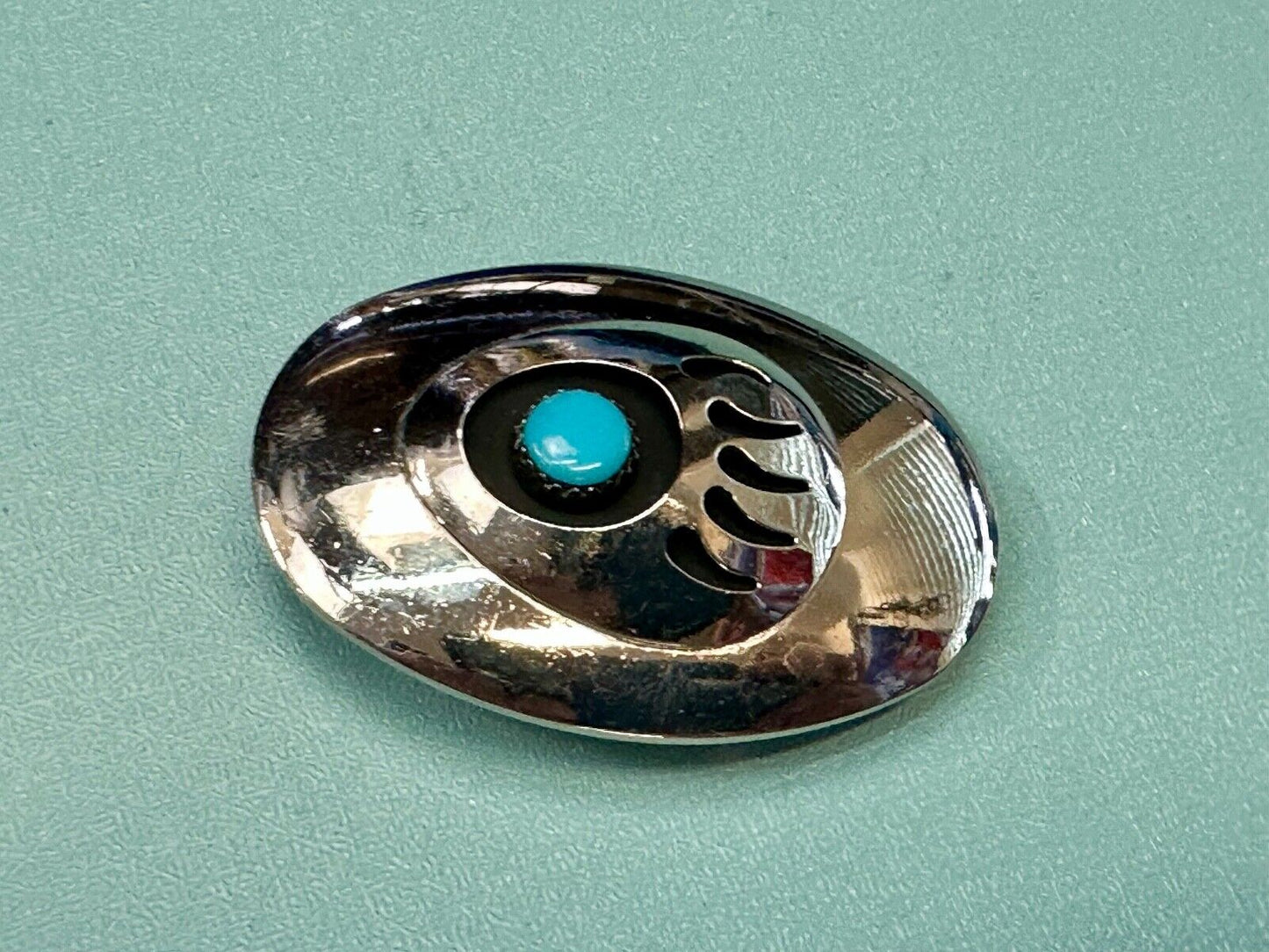 BC - Vintage B Cayaditto Zuni Bear Claw oval Belt Buckle