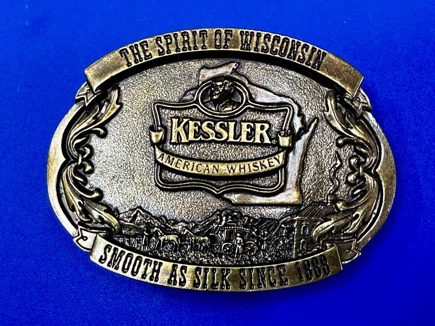 The Spirit of Wisconsin - KESSLER American Whiskey Belt Buckle Smooth As Silk