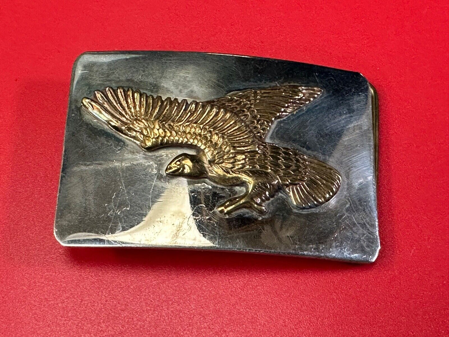 The EAGLE - Patriotic Western Vintage two tone rectangular belt buckle