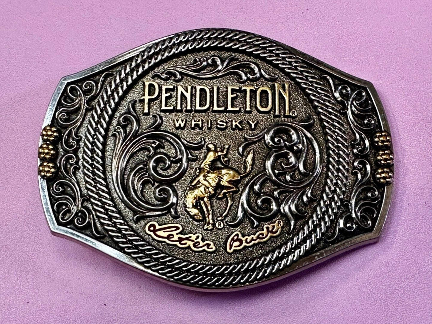 2021 Pendleton Whiskey Let'er Buck Rodeo Cowboy Montana Silversmiths Belt Buckle