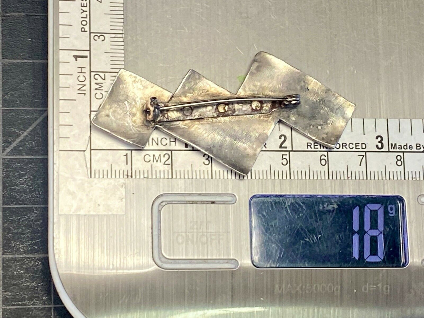 Vintage Artisan Modern 925 Sterling Silver Brooch Pin Rectangles Triangles