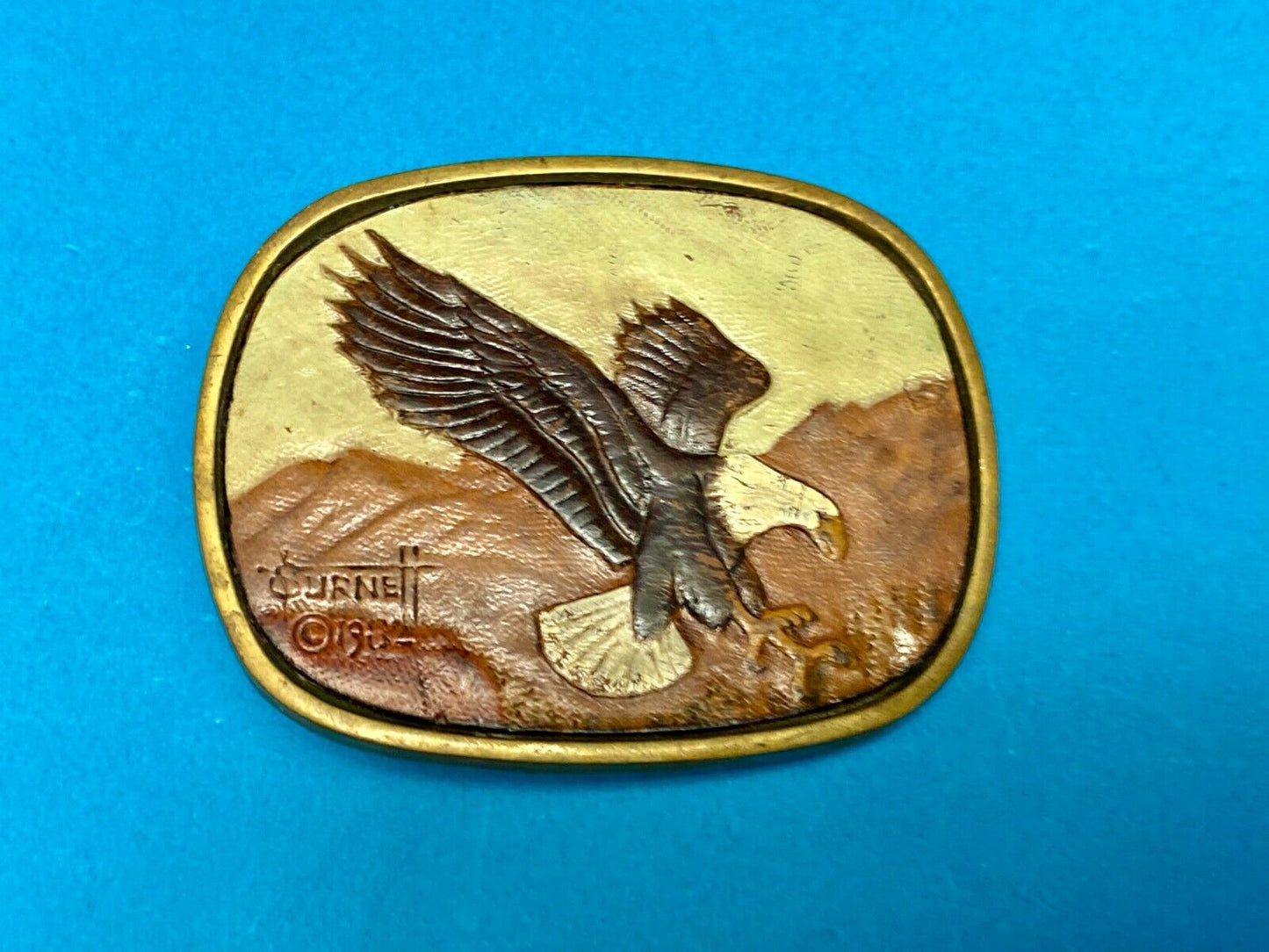 1982 Sufnet - American Bald Eagle Solid Brass Belt Buckle By Baron Brass Works
