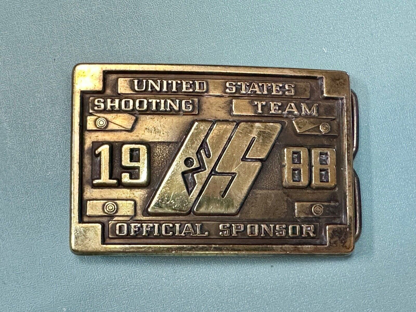 1988 Olympics US Shooting Team USA Belt Buckle Seoul Korea Official Sponsor