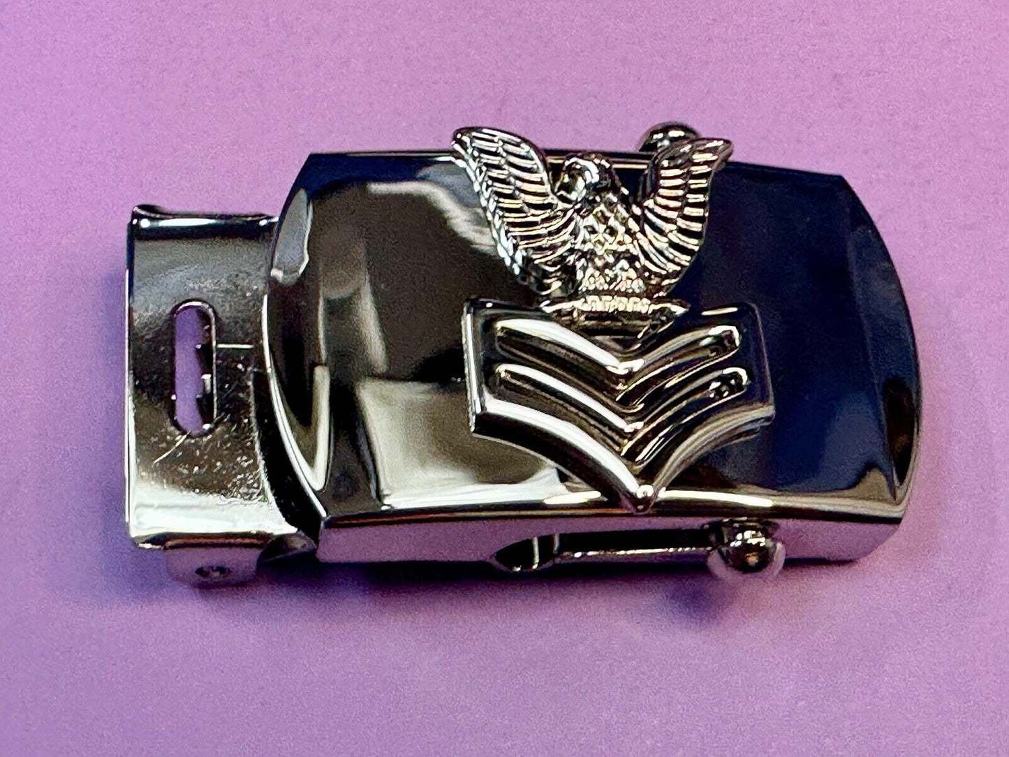 US Navy Petty Officer 1st Class Silver Brass Vanguard Belt Buckle USN Military