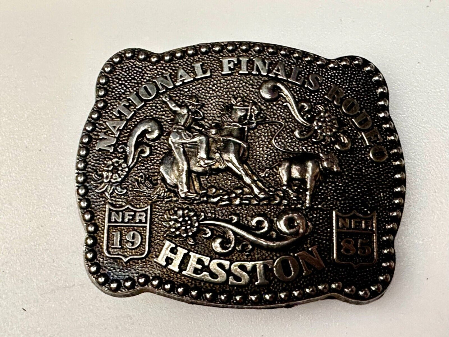 1985 Hesston NFR National Finals Rodeo YOUTH SIZE Western Collectors Belt Buckle