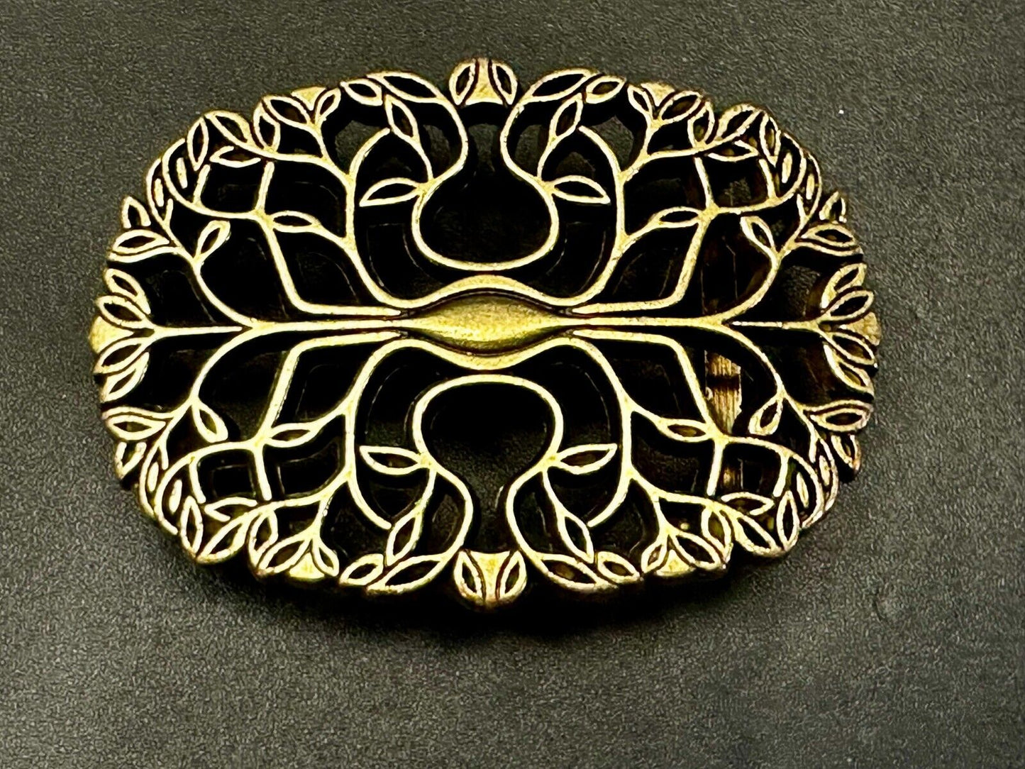 Tree of Life Pattern Openwork Hippy Boho Brass Tone Ornate Belt Buckle