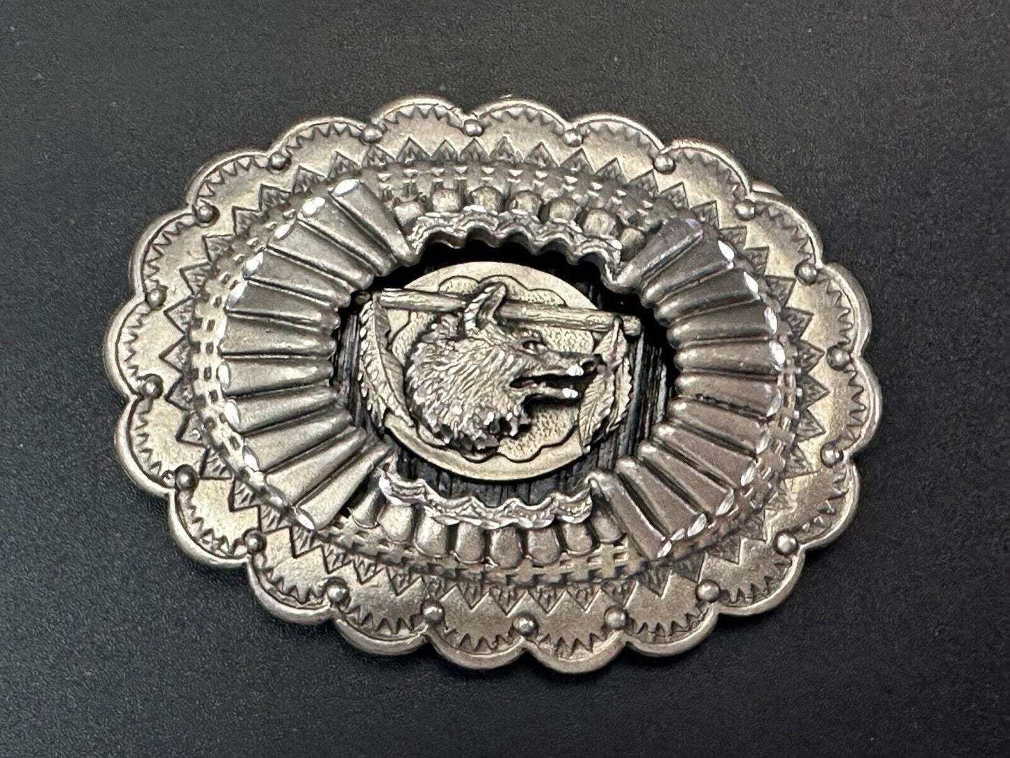 The Great Wolf - Native American Indian Feathers USA made Legends belt buckle
