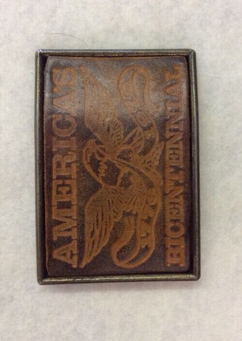 VINTAGE AMERICA'S BICENTENNIAL LEATHER BELT BUCKLE
