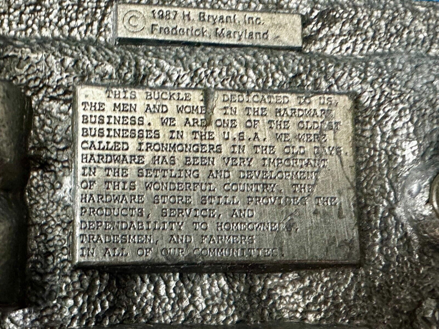 The Hardware Store - Quality Service Dependability Commemorate 1987 Belt Buckle