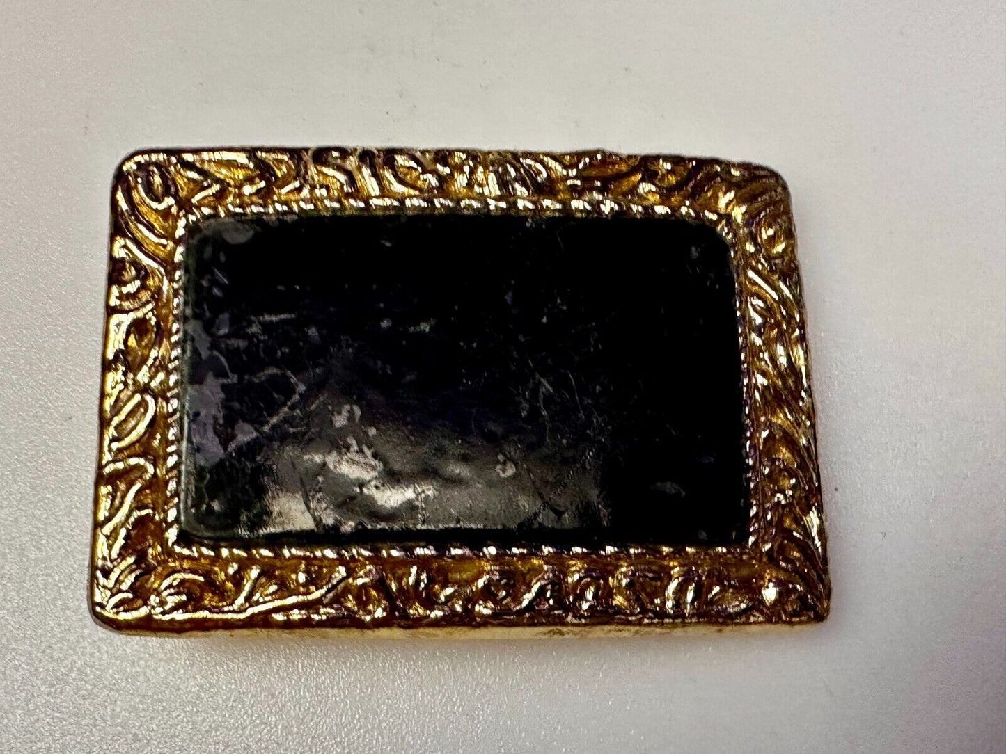 Vintage Artisan Handcrafted Cut & Polished Stone Slab In Gold Tone Belt Buckle
