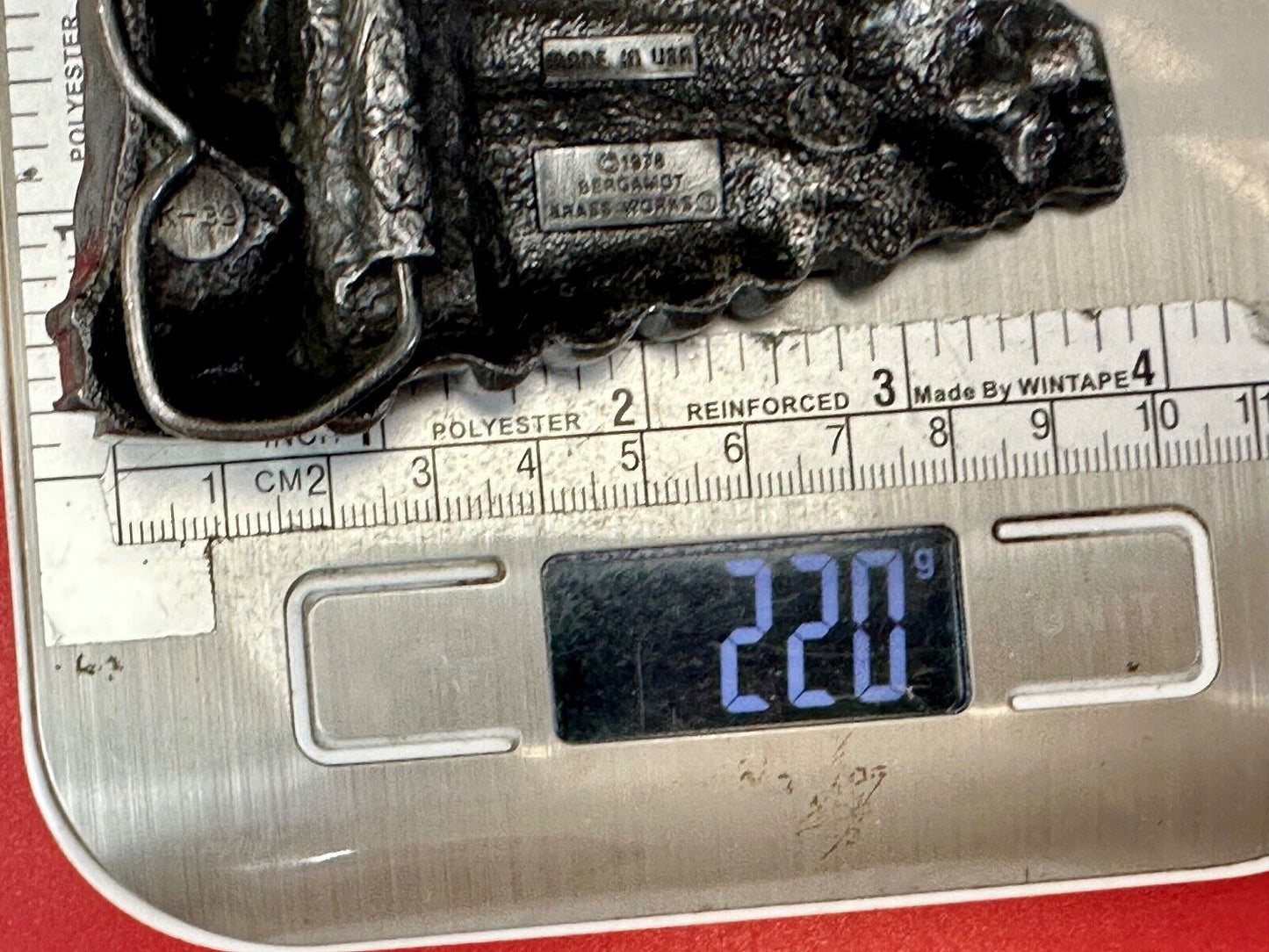 Vintage 1978 RR train Steam Engine Bergamot cutout belt buckle