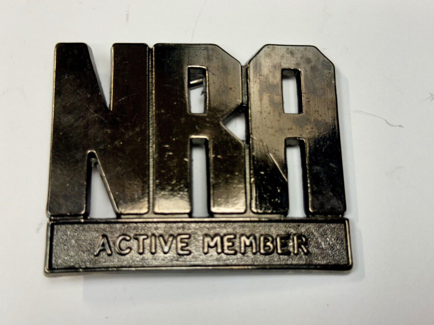 Vintage 1980's NRA Active Member Black Belt Buckle National Rifle Association