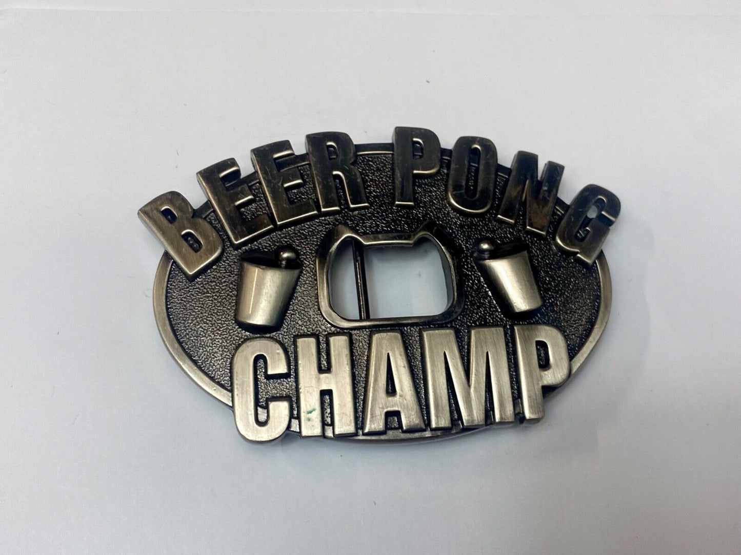 Beer Pong Champion Champ & Integrated Bottle Opener Belt Buckle College Gag Gift
