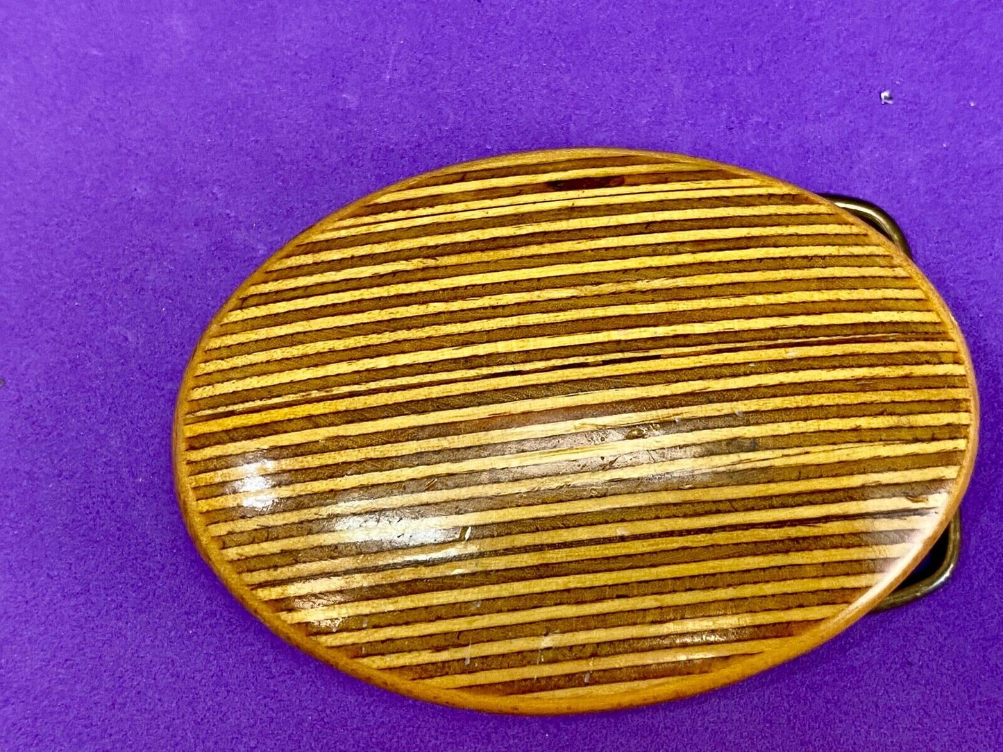 Vintage artisan Laminate top plywood belt buckle
