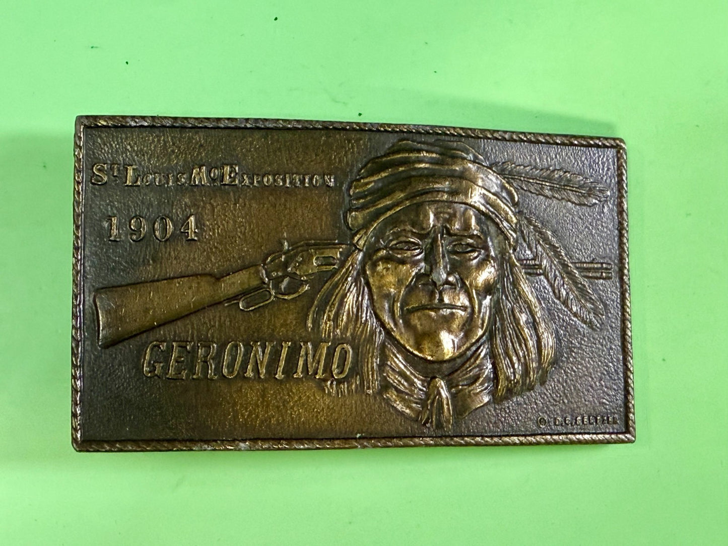 1904 St. Louis Exposition GERONIMO Native American Indian Bergamot Belt Buckle