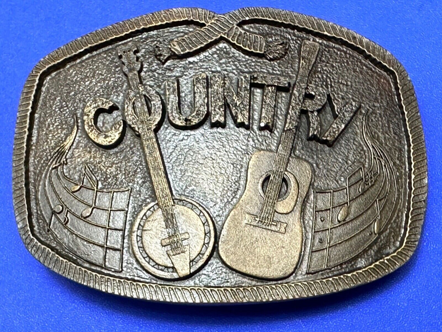 Vintage Country music Guitar and Banjo pickers - Indiana Metal Craft belt buckle