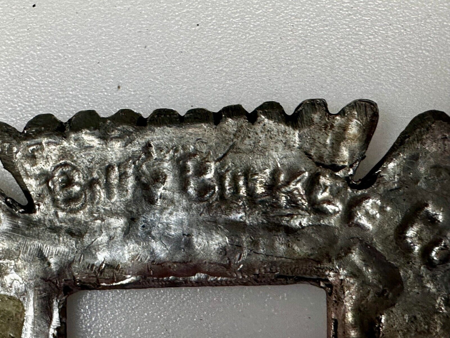 Artisan Made Pewter Belt Buckle Signed LJR Bill's Buckle Co