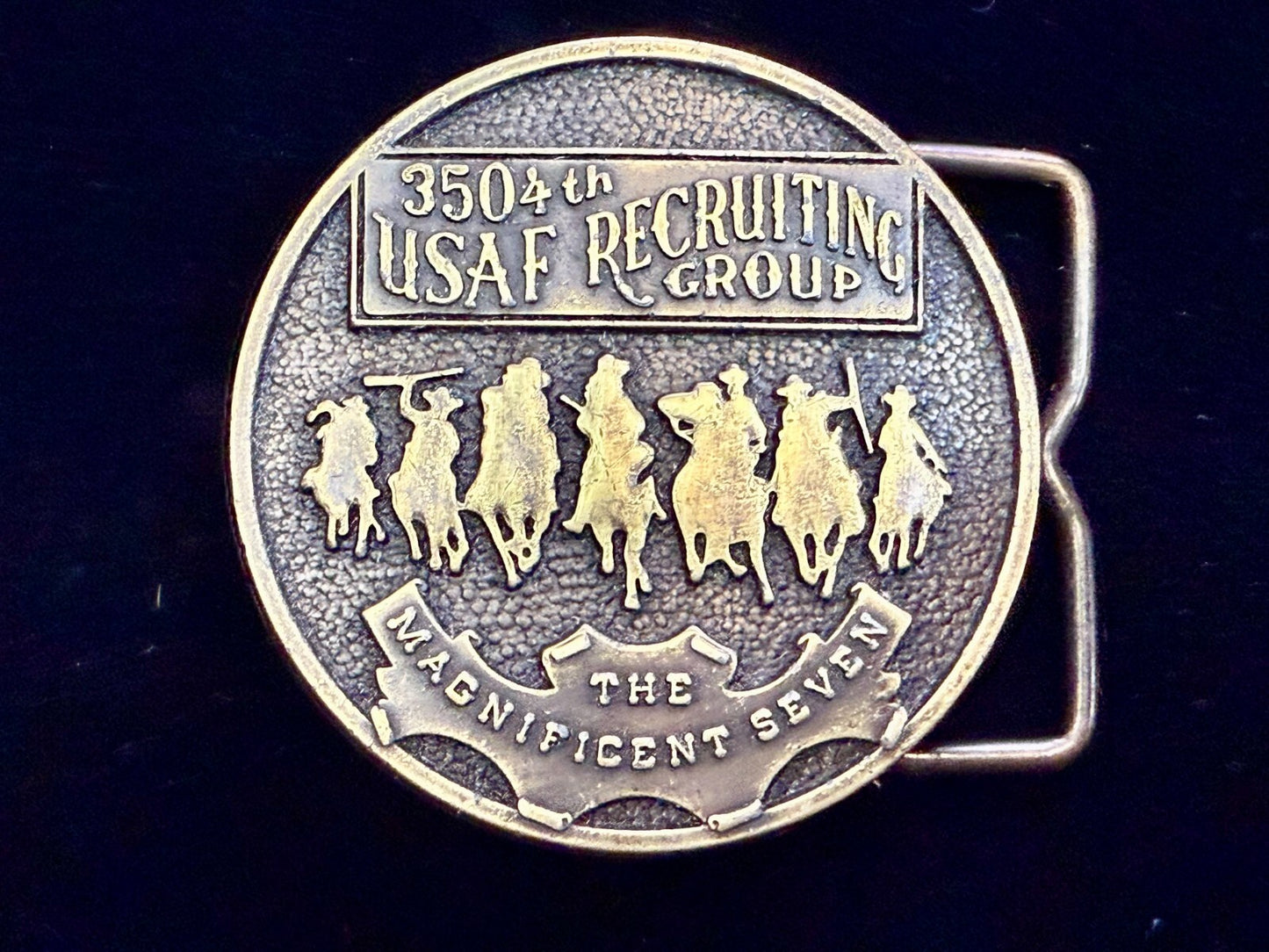 The Magnificent Seven 350 4th USAF Recruiting Top Group Chief Wheat Belt Buckle