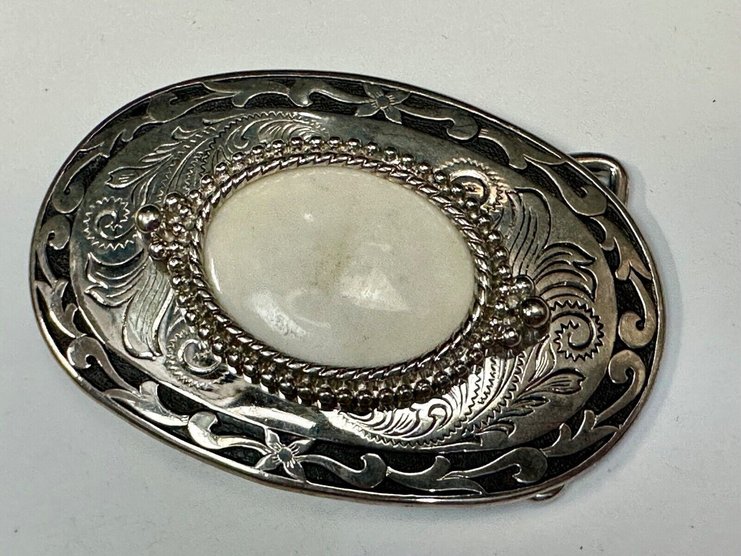30 by 40mm SCOLECITE Cabochon Cab Stone Centerpiece on Western Belt Buckle