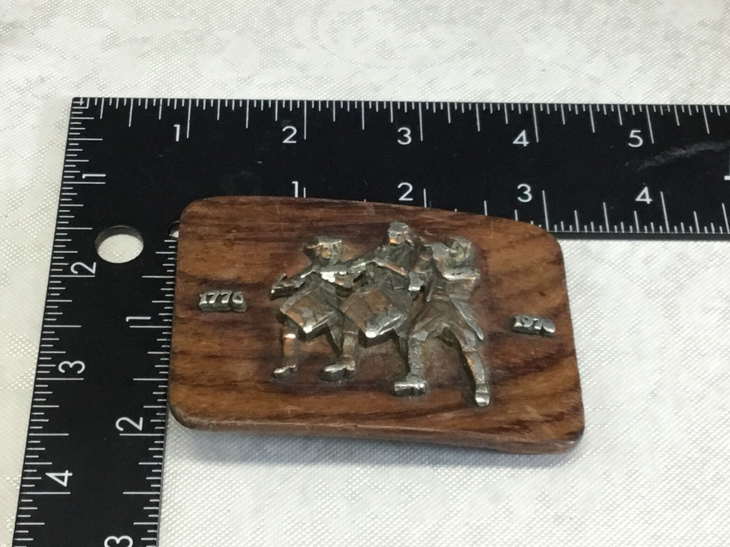 Bicentennial 1776-1976 American Fife & Drum Artisan Wood Belt Buckle