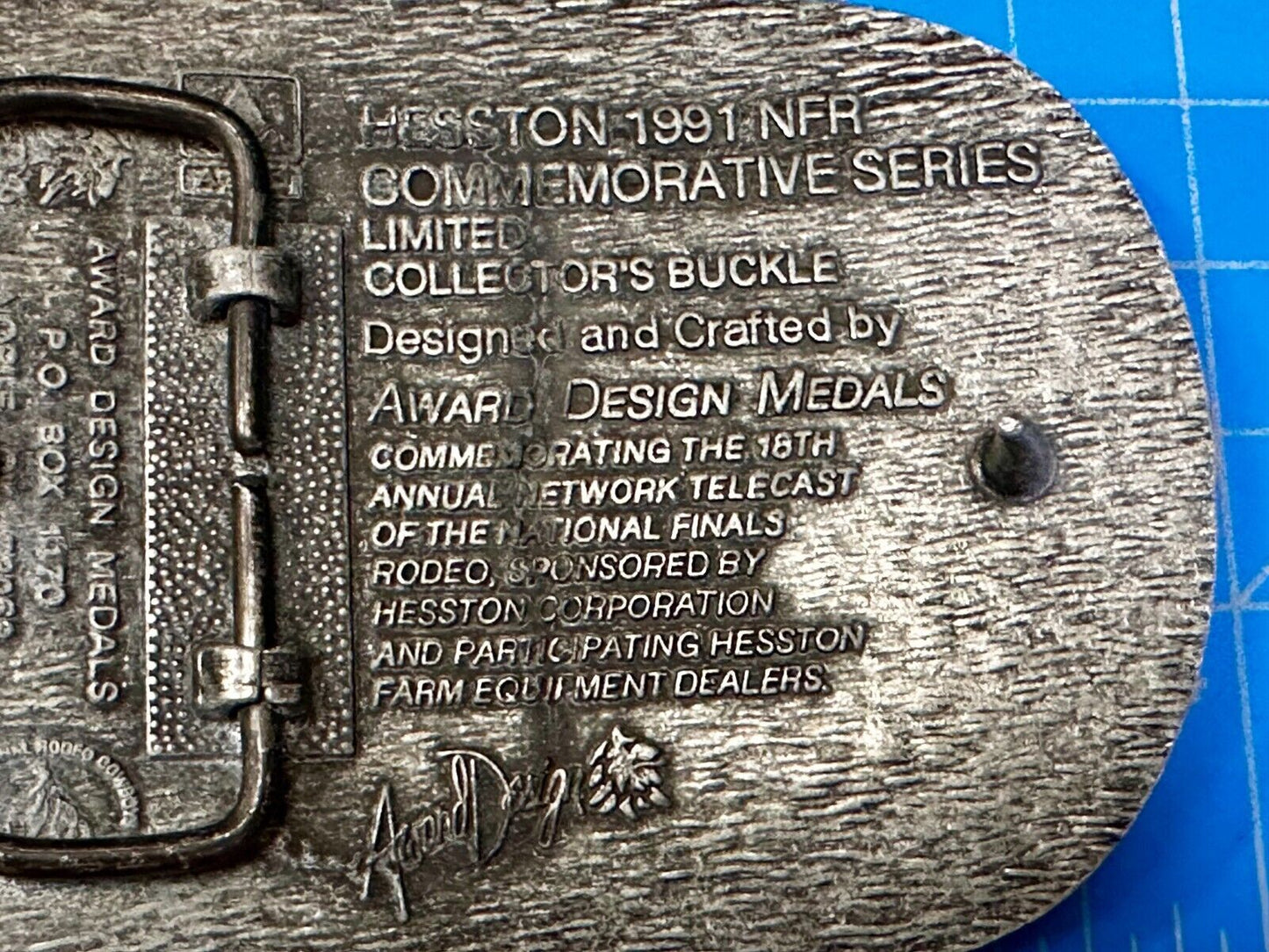 1991 Hesston NFR National Finals Rodeo Cowboys Western ADM Belt Buckle