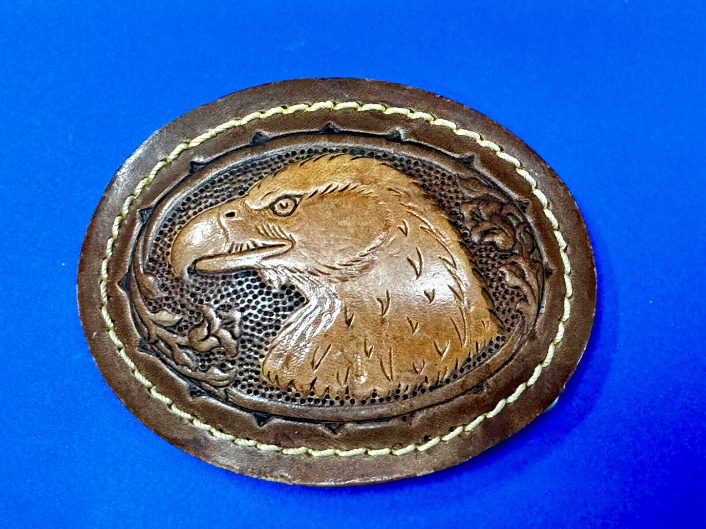Artisan American Bald Eagle Vintage Mixed Leather Belt Buckle