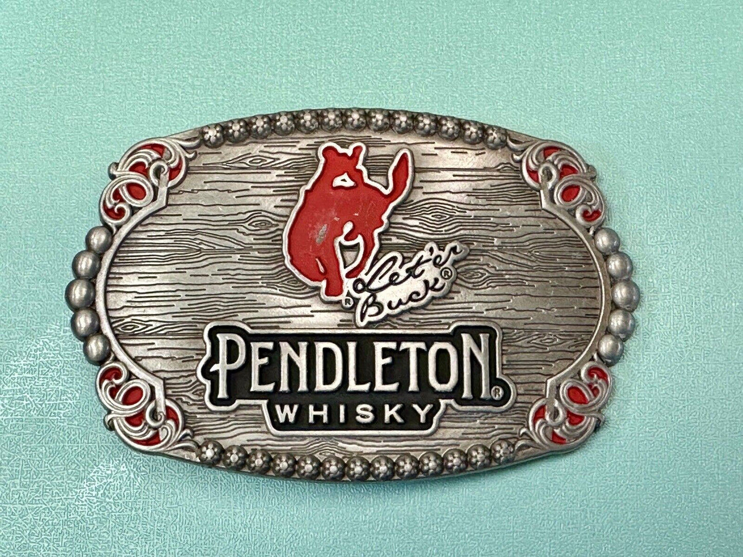 2023 Pendleton Whisky Belt Buckle Montana Silversmiths Let'er Buck Cowboy Rodeo