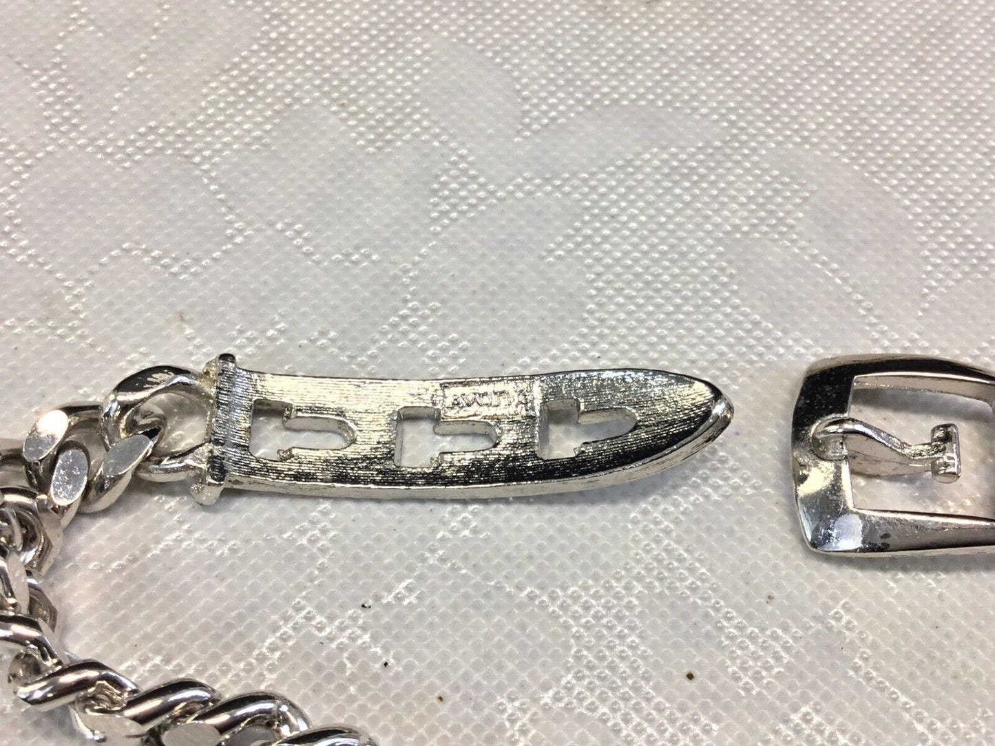 8" Silver tone link Bracelet signed Avon4