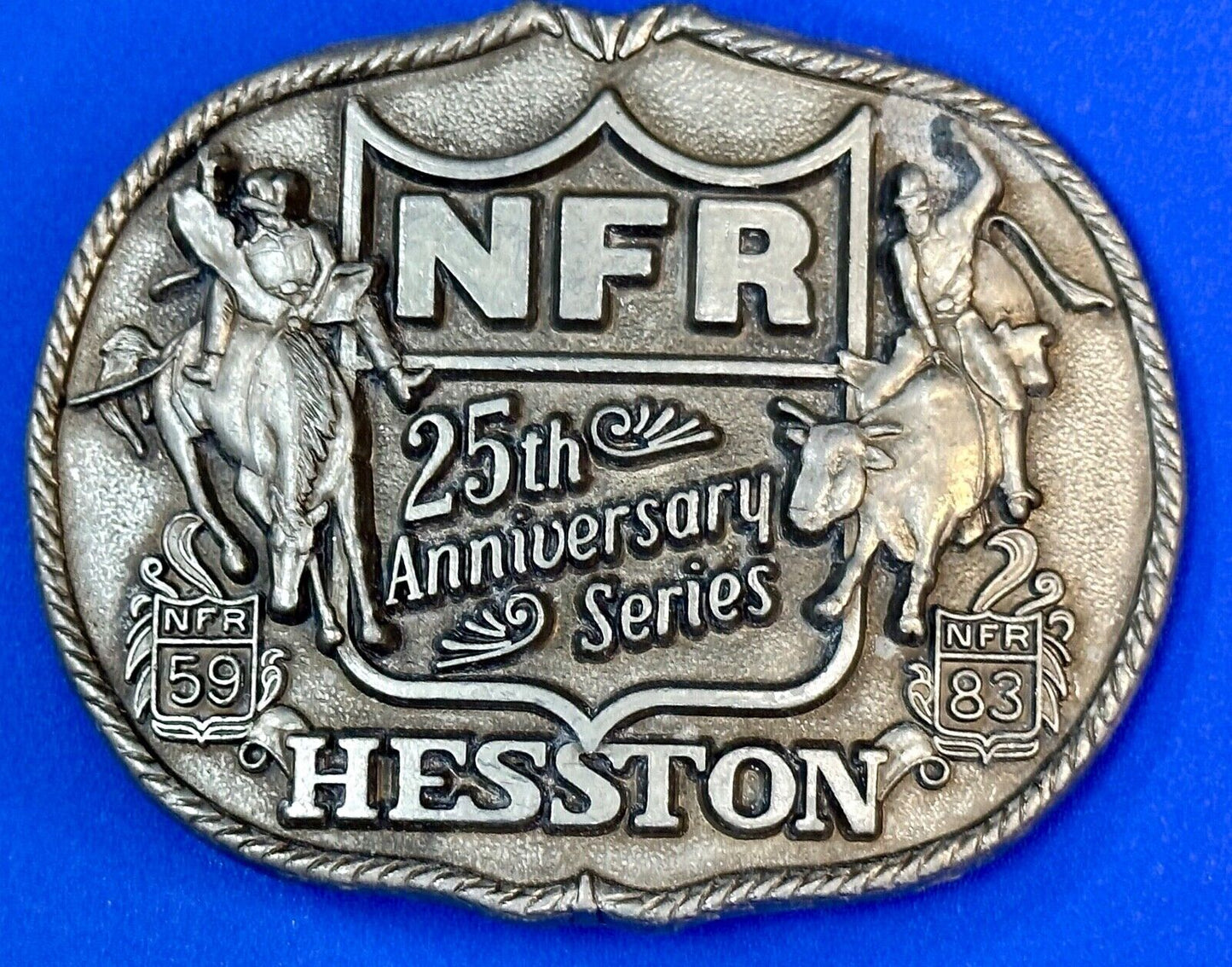 1983 HESSTON Belt Buckle NFR 25th Anniversary First Edition Limited Rodeo