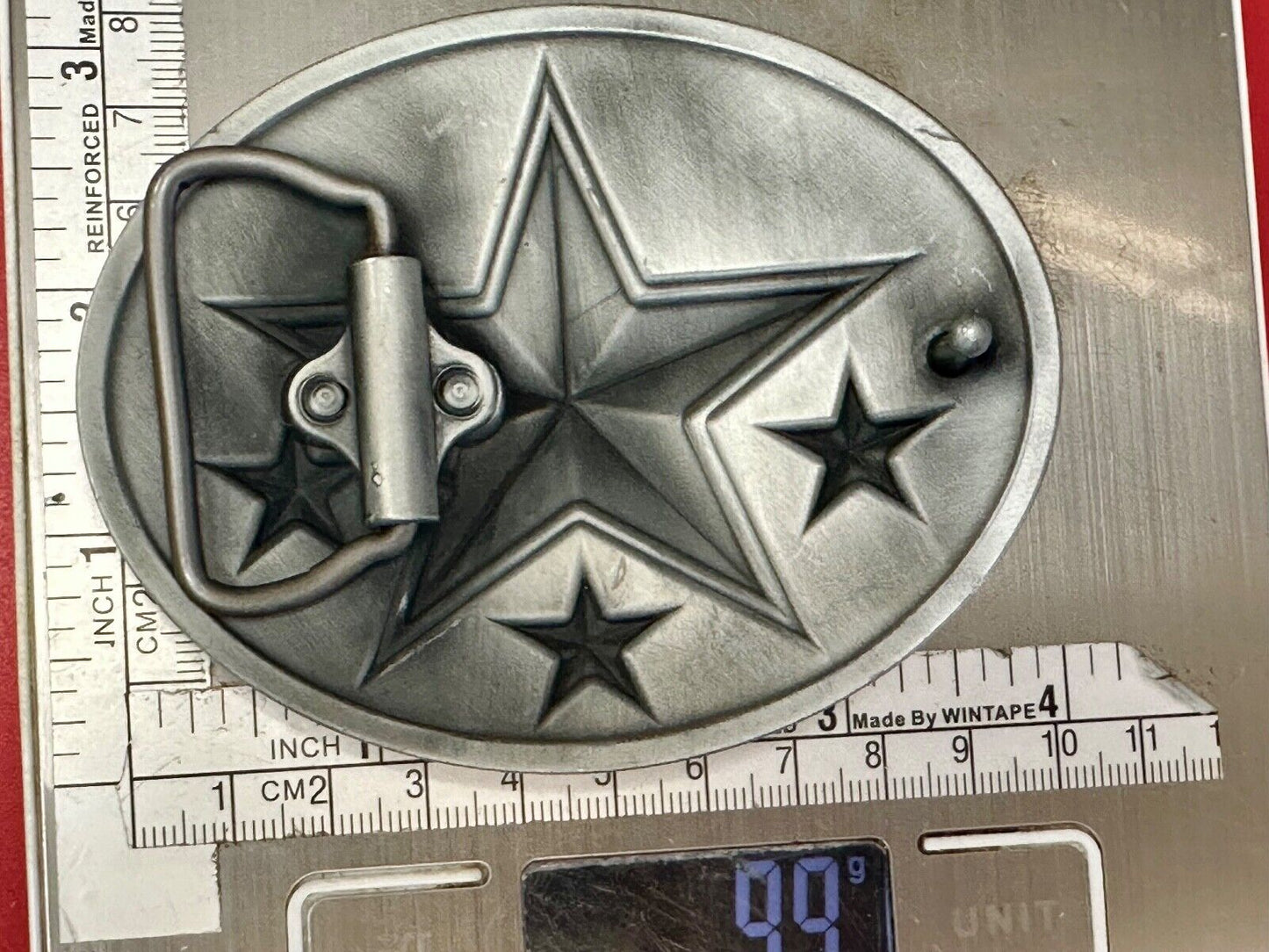 3d Nautical Celtic STAR in flames silver tone oval 4" wide belt buckle