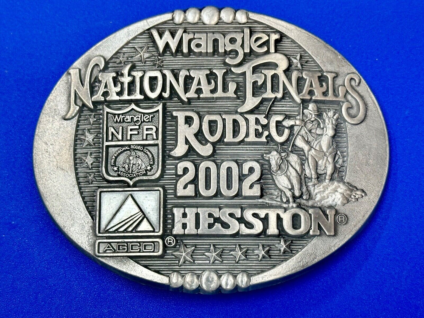 2002 Wrangler Hesston National Finals Rodeo NFR Montana Silversmiths Belt Buckle