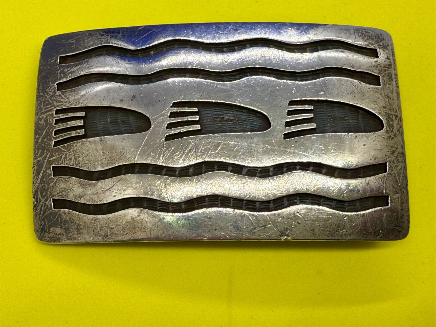 Bear Paw Print Native American Indian Art Pattern Belt Buckle - See Makers Marks