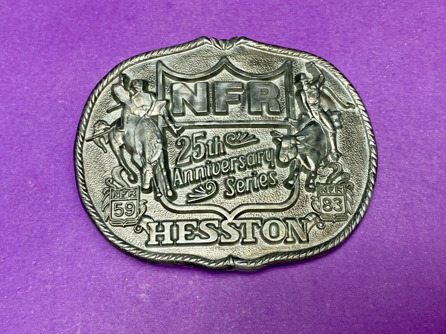 25Th Anniversary 1983 Vintage National Finals Rodeo Nfr Cowboys Belt Buckle